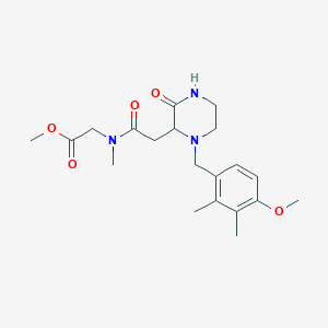 molecular formula C20H29N3O5 B6030172 methyl N-{[1-(4-methoxy-2,3-dimethylbenzyl)-3-oxo-2-piperazinyl]acetyl}-N-methylglycinate 