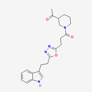 1-[1-(3-{5-[2-(1H-indol-3-yl)ethyl]-1,3,4-oxadiazol-2-yl}propanoyl)-3-piperidinyl]ethanone