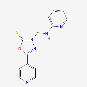 molecular formula C13H11N5OS B6030204 5-pyridin-4-yl-3-[(pyridin-2-ylamino)methyl]-1,3,4-oxadiazole-2(3H)-thione 