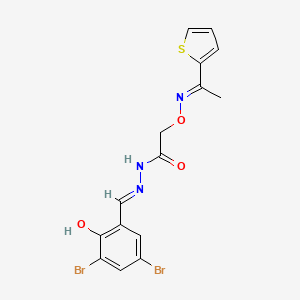 molecular formula C15H13Br2N3O3S B6030211 N'-(3,5-dibromo-2-hydroxybenzylidene)-2-({[1-(2-thienyl)ethylidene]amino}oxy)acetohydrazide 