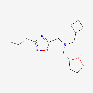 molecular formula C16H27N3O2 B6030291 (cyclobutylmethyl)[(3-propyl-1,2,4-oxadiazol-5-yl)methyl](tetrahydro-2-furanylmethyl)amine 