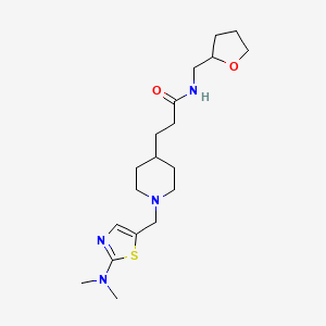 molecular formula C19H32N4O2S B6030355 3-(1-{[2-(dimethylamino)-1,3-thiazol-5-yl]methyl}-4-piperidinyl)-N-(tetrahydro-2-furanylmethyl)propanamide 