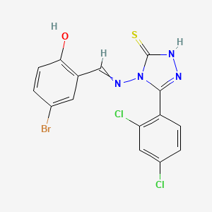 molecular formula C15H9BrCl2N4OS B6030439 4-bromo-2-({[3-(2,4-dichlorophenyl)-5-mercapto-4H-1,2,4-triazol-4-yl]imino}methyl)phenol 