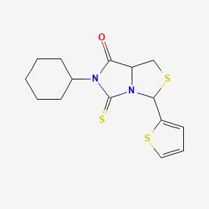 molecular formula C15H18N2OS3 B6030459 6-cyclohexyl-3-(2-thienyl)-5-thioxotetrahydro-7H-imidazo[1,5-c][1,3]thiazol-7-one 