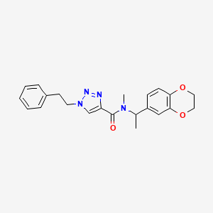 molecular formula C22H24N4O3 B6030508 N-[1-(2,3-dihydro-1,4-benzodioxin-6-yl)ethyl]-N-methyl-1-(2-phenylethyl)-1H-1,2,3-triazole-4-carboxamide 