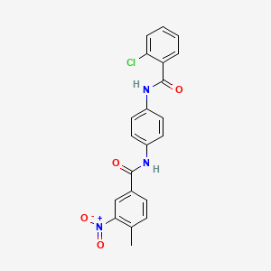 molecular formula C21H16ClN3O4 B6030522 N-{4-[(2-chlorobenzoyl)amino]phenyl}-4-methyl-3-nitrobenzamide 