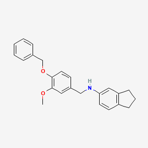 molecular formula C24H25NO2 B6030541 N-[4-(benzyloxy)-3-methoxybenzyl]-5-indanamine 