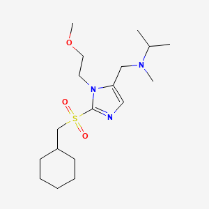 molecular formula C18H33N3O3S B6030616 N-{[2-[(cyclohexylmethyl)sulfonyl]-1-(2-methoxyethyl)-1H-imidazol-5-yl]methyl}-N-methyl-2-propanamine 