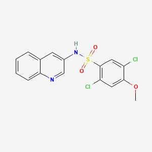 molecular formula C16H12Cl2N2O3S B603064 2,5-dichloro-4-methoxy-N-(quinolin-3-yl)benzene-1-sulfonamide CAS No. 1374681-71-6