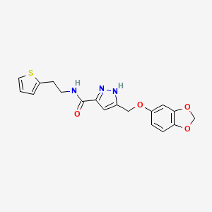 5-[(1,3-benzodioxol-5-yloxy)methyl]-N-[2-(2-thienyl)ethyl]-1H-pyrazole-3-carboxamide