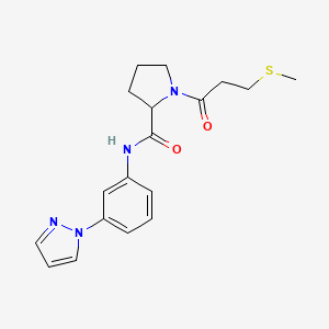 molecular formula C18H22N4O2S B6030704 1-[3-(methylthio)propanoyl]-N-[3-(1H-pyrazol-1-yl)phenyl]prolinamide 