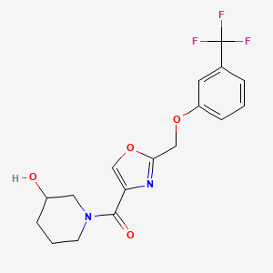 molecular formula C17H17F3N2O4 B6030724 1-[(2-{[3-(trifluoromethyl)phenoxy]methyl}-1,3-oxazol-4-yl)carbonyl]-3-piperidinol 