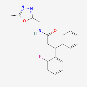 molecular formula C19H18FN3O2 B6030769 3-(2-fluorophenyl)-N-[(5-methyl-1,3,4-oxadiazol-2-yl)methyl]-3-phenylpropanamide 