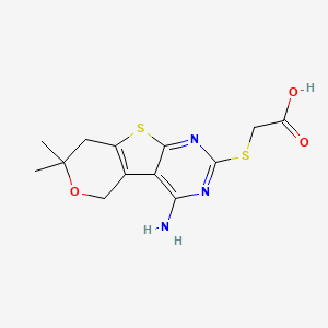 molecular formula C13H15N3O3S2 B6030786 [(4-amino-7,7-dimethyl-7,8-dihydro-5H-pyrano[3',4':4,5]thieno[2,3-d]pyrimidin-2-yl)thio]acetic acid 