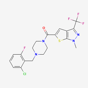 molecular formula C19H17ClF4N4OS B6030942 5-{[4-(2-chloro-6-fluorobenzyl)-1-piperazinyl]carbonyl}-1-methyl-3-(trifluoromethyl)-1H-thieno[2,3-c]pyrazole 