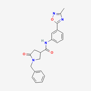 molecular formula C21H20N4O3 B6031009 1-benzyl-N-[3-(3-methyl-1,2,4-oxadiazol-5-yl)phenyl]-5-oxo-3-pyrrolidinecarboxamide 