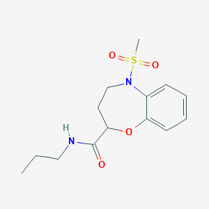 molecular formula C14H20N2O4S B6031032 5-(methylsulfonyl)-N-propyl-2,3,4,5-tetrahydro-1,5-benzoxazepine-2-carboxamide 