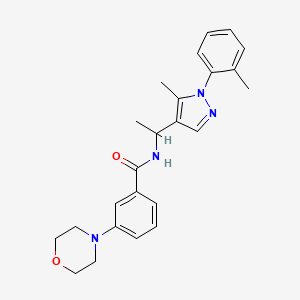 molecular formula C24H28N4O2 B6031036 N-{1-[5-methyl-1-(2-methylphenyl)-1H-pyrazol-4-yl]ethyl}-3-(4-morpholinyl)benzamide 