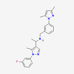 molecular formula C24H26FN5 B6031066 N-[3-(3,5-dimethyl-1H-pyrazol-1-yl)benzyl]-1-[1-(3-fluorophenyl)-5-methyl-1H-pyrazol-4-yl]ethanamine 