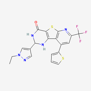 molecular formula C19H14F3N5OS2 B6031119 2-(1-ethyl-1H-pyrazol-4-yl)-9-(2-thienyl)-7-(trifluoromethyl)-2,3-dihydropyrido[3',2':4,5]thieno[3,2-d]pyrimidin-4(1H)-one 