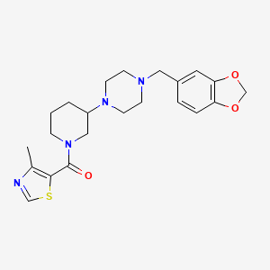 molecular formula C22H28N4O3S B6031290 1-(1,3-benzodioxol-5-ylmethyl)-4-{1-[(4-methyl-1,3-thiazol-5-yl)carbonyl]-3-piperidinyl}piperazine 