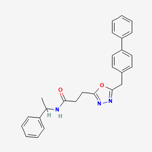 3-[5-(4-biphenylylmethyl)-1,3,4-oxadiazol-2-yl]-N-(1-phenylethyl)propanamide