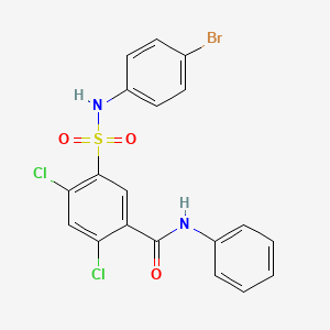 molecular formula C19H13BrCl2N2O3S B6031323 5-{[(4-bromophenyl)amino]sulfonyl}-2,4-dichloro-N-phenylbenzamide 