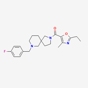 molecular formula C22H28FN3O2 B6031327 2-[(2-ethyl-4-methyl-1,3-oxazol-5-yl)carbonyl]-7-(4-fluorobenzyl)-2,7-diazaspiro[4.5]decane 