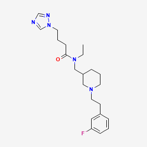 molecular formula C22H32FN5O B6031347 N-ethyl-N-({1-[2-(3-fluorophenyl)ethyl]-3-piperidinyl}methyl)-4-(1H-1,2,4-triazol-1-yl)butanamide 