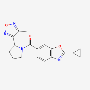 molecular formula C18H18N4O3 B6031360 2-cyclopropyl-6-{[2-(4-methyl-1,2,5-oxadiazol-3-yl)-1-pyrrolidinyl]carbonyl}-1,3-benzoxazole 