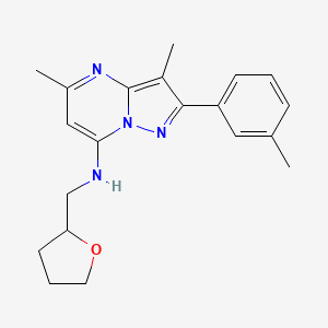 molecular formula C20H24N4O B6031382 3,5-dimethyl-2-(3-methylphenyl)-N-(tetrahydro-2-furanylmethyl)pyrazolo[1,5-a]pyrimidin-7-amine 