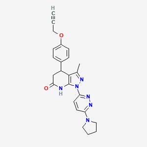 molecular formula C24H24N6O2 B6031460 3-methyl-4-[4-(2-propyn-1-yloxy)phenyl]-1-[6-(1-pyrrolidinyl)-3-pyridazinyl]-1,4,5,7-tetrahydro-6H-pyrazolo[3,4-b]pyridin-6-one 