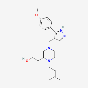 2-[4-{[3-(4-methoxyphenyl)-1H-pyrazol-4-yl]methyl}-1-(3-methyl-2-buten-1-yl)-2-piperazinyl]ethanol