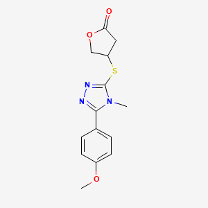 molecular formula C14H15N3O3S B6031588 4-{[5-(4-methoxyphenyl)-4-methyl-4H-1,2,4-triazol-3-yl]thio}dihydro-2(3H)-furanone 