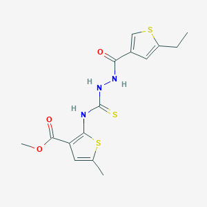 molecular formula C15H17N3O3S3 B6031609 methyl 2-[({2-[(5-ethyl-3-thienyl)carbonyl]hydrazino}carbonothioyl)amino]-5-methyl-3-thiophenecarboxylate 