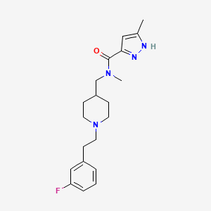 molecular formula C20H27FN4O B6031634 N-({1-[2-(3-fluorophenyl)ethyl]-4-piperidinyl}methyl)-N,5-dimethyl-1H-pyrazole-3-carboxamide 