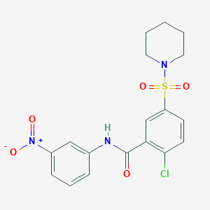 2-chloro-N-(3-nitrophenyl)-5-(1-piperidinylsulfonyl)benzamide