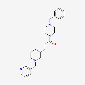 molecular formula C25H34N4O B6031709 1-benzyl-4-{3-[1-(3-pyridinylmethyl)-3-piperidinyl]propanoyl}piperazine 