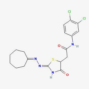 2-[2-(cycloheptylidenehydrazono)-4-hydroxy-2,5-dihydro-1,3-thiazol-5-yl]-N-(3,4-dichlorophenyl)acetamide