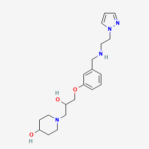 molecular formula C20H30N4O3 B6031762 1-{2-hydroxy-3-[3-({[2-(1H-pyrazol-1-yl)ethyl]amino}methyl)phenoxy]propyl}-4-piperidinol 