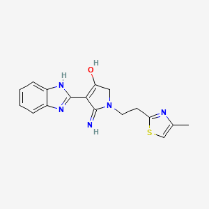 molecular formula C17H17N5OS B603189 4-(1H-benzimidazol-2-yl)-5-imino-1-[2-(4-methyl-1,3-thiazol-2-yl)ethyl]-2,5-dihydro-1H-pyrrol-3-ol CAS No. 1676052-99-5
