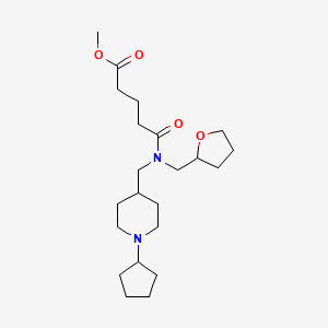 molecular formula C22H38N2O4 B6031981 methyl 5-[[(1-cyclopentyl-4-piperidinyl)methyl](tetrahydro-2-furanylmethyl)amino]-5-oxopentanoate 