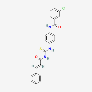 molecular formula C23H18ClN3O2S B6032056 3-chloro-N-(4-{[(cinnamoylamino)carbonothioyl]amino}phenyl)benzamide 