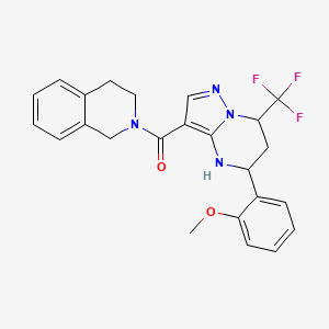 molecular formula C24H23F3N4O2 B6032092 2-{[5-(2-methoxyphenyl)-7-(trifluoromethyl)-4,5,6,7-tetrahydropyrazolo[1,5-a]pyrimidin-3-yl]carbonyl}-1,2,3,4-tetrahydroisoquinoline 