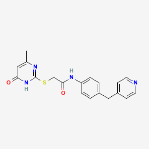 molecular formula C19H18N4O2S B6032103 2-[(4-methyl-6-oxo-1,6-dihydro-2-pyrimidinyl)thio]-N-[4-(4-pyridinylmethyl)phenyl]acetamide 