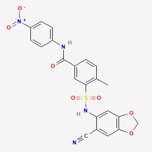 molecular formula C22H16N4O7S B6032121 3-{[(6-cyano-1,3-benzodioxol-5-yl)amino]sulfonyl}-4-methyl-N-(4-nitrophenyl)benzamide 