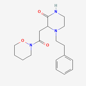 molecular formula C18H25N3O3 B6032154 3-[2-(1,2-oxazinan-2-yl)-2-oxoethyl]-4-(2-phenylethyl)-2-piperazinone 