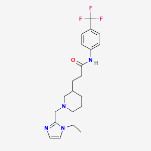 molecular formula C21H27F3N4O B6032207 3-{1-[(1-ethyl-1H-imidazol-2-yl)methyl]-3-piperidinyl}-N-[4-(trifluoromethyl)phenyl]propanamide 