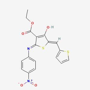 molecular formula C18H14N2O5S2 B6032221 ethyl 2-[(4-nitrophenyl)amino]-4-oxo-5-(2-thienylmethylene)-4,5-dihydro-3-thiophenecarboxylate 