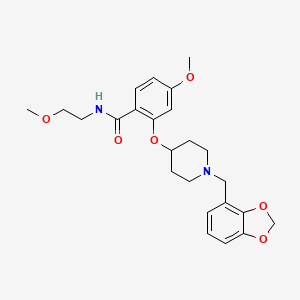 molecular formula C24H30N2O6 B6032235 2-{[1-(1,3-benzodioxol-4-ylmethyl)-4-piperidinyl]oxy}-4-methoxy-N-(2-methoxyethyl)benzamide 